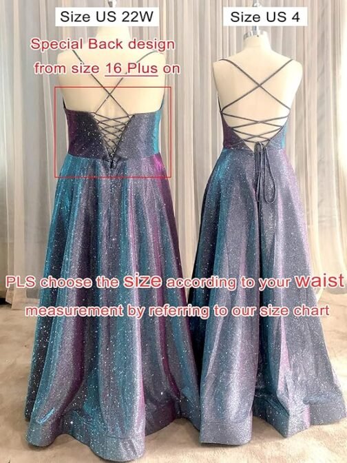 Prom Dresses Long Plus Size A Line with Pockets Formal Evening Ball Gowns Side Slit Glitter Party Dress 2021 Steel - Image 3