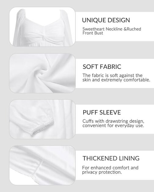 Pinup Fashion Plus Size Women's Sweetheart Neckline Puff Long Sleeve Chiffon Summer Party A-Line Mini Dresses - Image 2