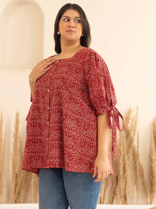 PL1026-TP A Line Top Plus Size Maroon