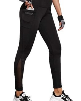 BLINKIN Gym wear Mesh Leggings Workout Pants with Side Pockets/Stretchable Tights/Highwaist Sports Fitness Yoga Track Pants for Women & Girls_2012