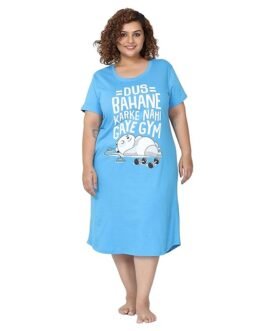 9shines Label Plus Size Hosiery Cotton Short Nighty for Women (2XL 3XL 4XL 5XL 6XL 7XL)