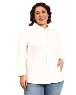 The Pink Moon Women's Cotton Regular Plus Size Jacket With Metallic Zip