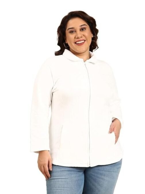 The Pink Moon Women's Cotton Regular Plus Size Jacket With Metallic Zip