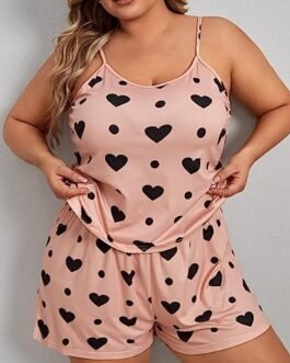 Avyanga Women's Plus Size Pajamas Set Sexy Lingerie Sleepwear Lace Cami Top with Pj Short 2 Piece Nightwear