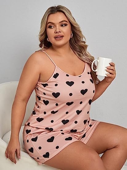 Avyanga Women's Plus Size Pajamas Set Sexy Lingerie Sleepwear Lace Cami Top with Pj Short 2 Piece Nightwear - Image 4