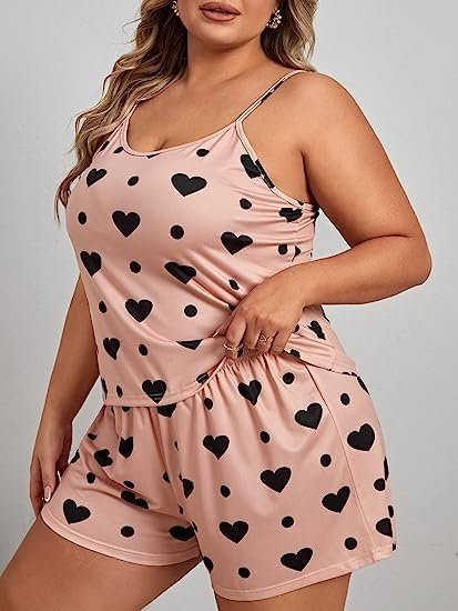 Avyanga Women's Plus Size Pajamas Set Sexy Lingerie Sleepwear Lace Cami Top with Pj Short 2 Piece Nightwear - Image 2