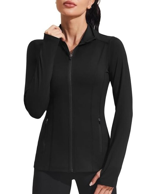 Pinspark Women's Athletic Jackets Slim Fit Workout Jacket Full Zip Jacket Running Gym Yoga Sports Tops with Pockets - Image 2