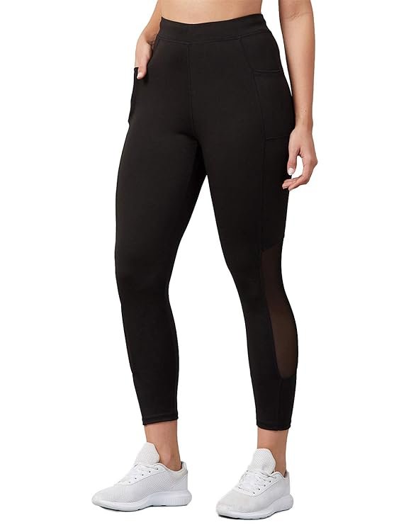 BLINKIN Women's Gym Wear Tights | Track Pants with Mesh Insert & Side Pockets : Ideal for Active Wear, Yoga & Workout - The Ultimate Gym Pants for Women & Girls(1582)