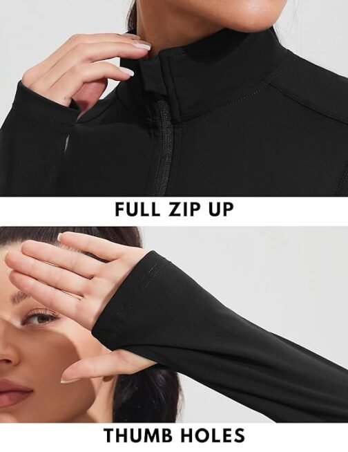 Pinspark Women's Athletic Jackets Slim Fit Workout Jacket Full Zip Jacket Running Gym Yoga Sports Tops with Pockets - Image 4
