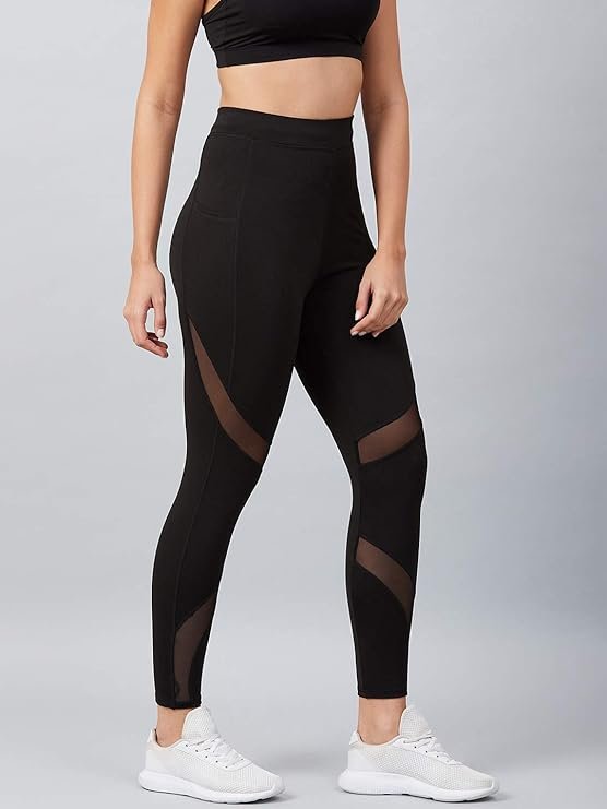 BLINKIN Stretchable Gym Pants for Women & Tights for Women Workout with Mesh Insert & Side Pockets (2670) - Image 6