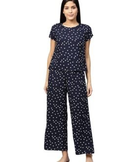 Yash Gallery Women's Cotton Straight Geomatrical Printed Night Suit for Women