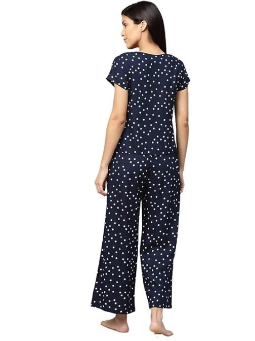 Yash Gallery Women's Cotton Straight Geomatrical Printed Night Suit for Women - Image 4