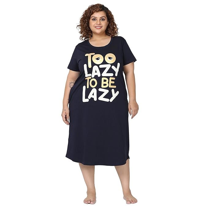 9shines Label Plus Size Hosiery Cotton Short Nighty for Women (2XL 3XL 4XL 5XL 6XL 7XL)