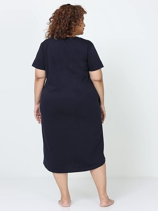 9shines Label Plus Size Hosiery Cotton Short Nighty for Women (2XL 3XL 4XL 5XL 6XL 7XL) - Image 3