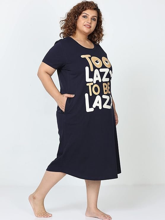 9shines Label Plus Size Hosiery Cotton Short Nighty for Women (2XL 3XL 4XL 5XL 6XL 7XL) - Image 4