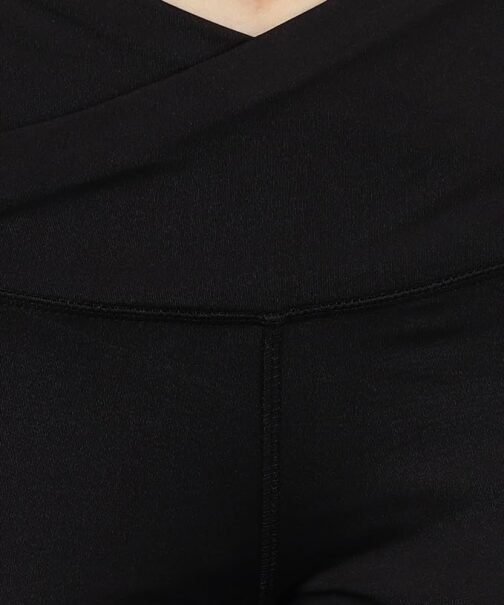 Rock Paper Scissors Premium Flare Gym Pants High Waist Stretchable Flared Leggings with Pockets & Cross Belt Gym wear/Active Wear Tights Yoga Pants Zumba/Dance Womens Workout Tights Gym Tight Black - Image 5