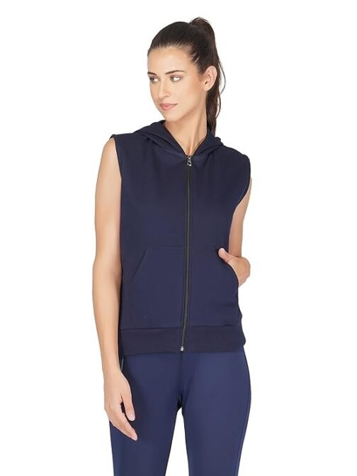 UZARUS Women's Half Sleeves Standard Length Cotton Fleece Premium Jacket with Hood
