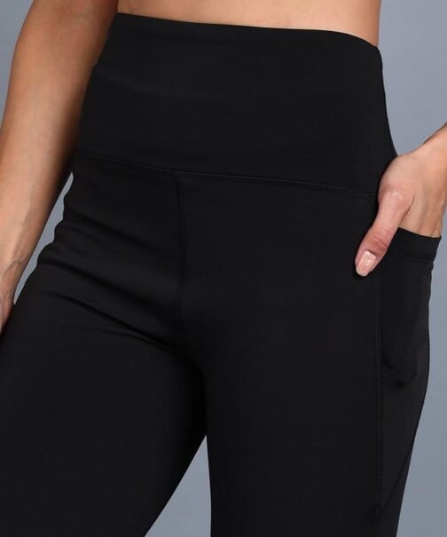 Rock Paper Scissors Premium Flare Gym Pants High Waist Stretchable Flared Leggings with Pockets Gym wear/Active Wear Tights Yoga Pants Zumba/Dance Womens Workout Tights Gym Tight Blue - Image 2