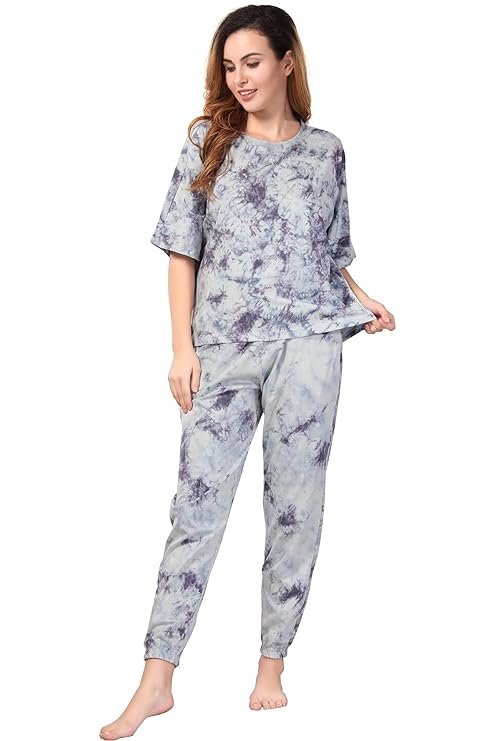 XOYA Pure Cotton Night Suits/Over Size Tshirt and Jogger Co Ord Set for Women - Image 4