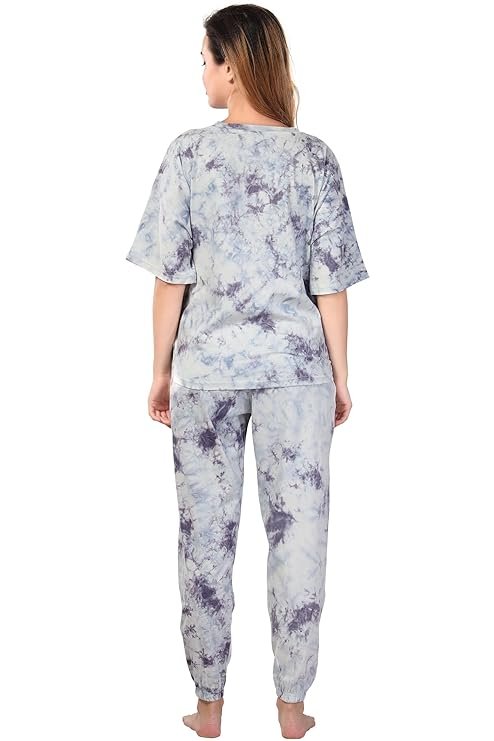 XOYA Pure Cotton Night Suits/Over Size Tshirt and Jogger Co Ord Set for Women - Image 5