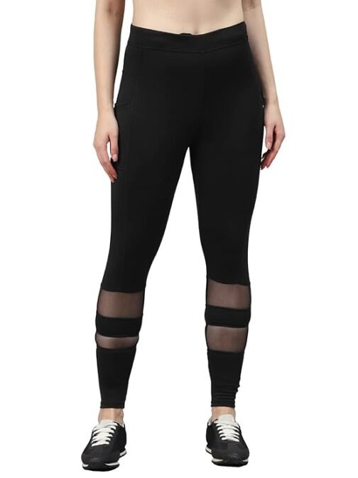 BLINKIN Women's Gym Wear Tights | Track Pants with Mesh Insert & Side Pockets : Ideal for Active Wear, Yoga & Workout - The Ultimate Gym Pants for Women & Girls (6081)