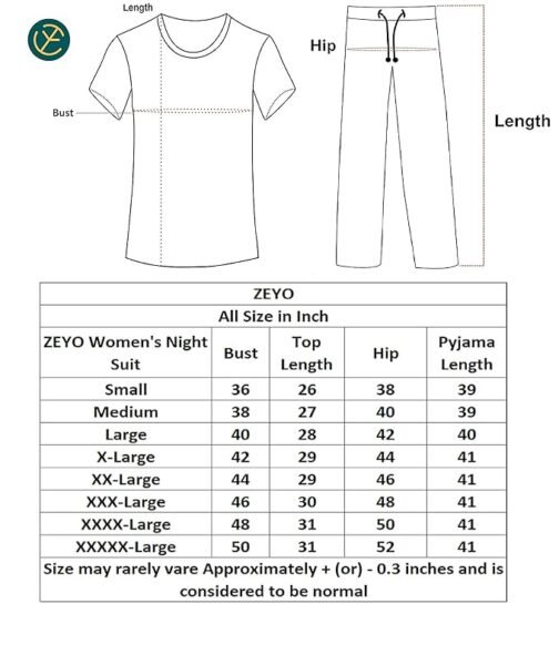 ZEYO Women's Cotton Star & Dot Printed Night Suit Set of Top & Pyjama 5300 - Image 6
