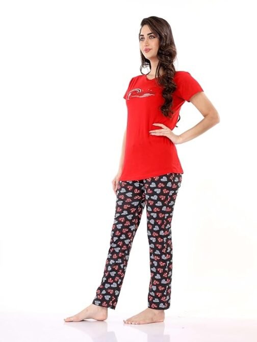 RibNee Women's Printed Cotton & Hosiery Night Suit Set Top and Pyjama Sets - Image 4