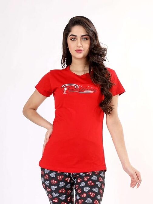 RibNee Women's Printed Cotton & Hosiery Night Suit Set Top and Pyjama Sets - Image 6